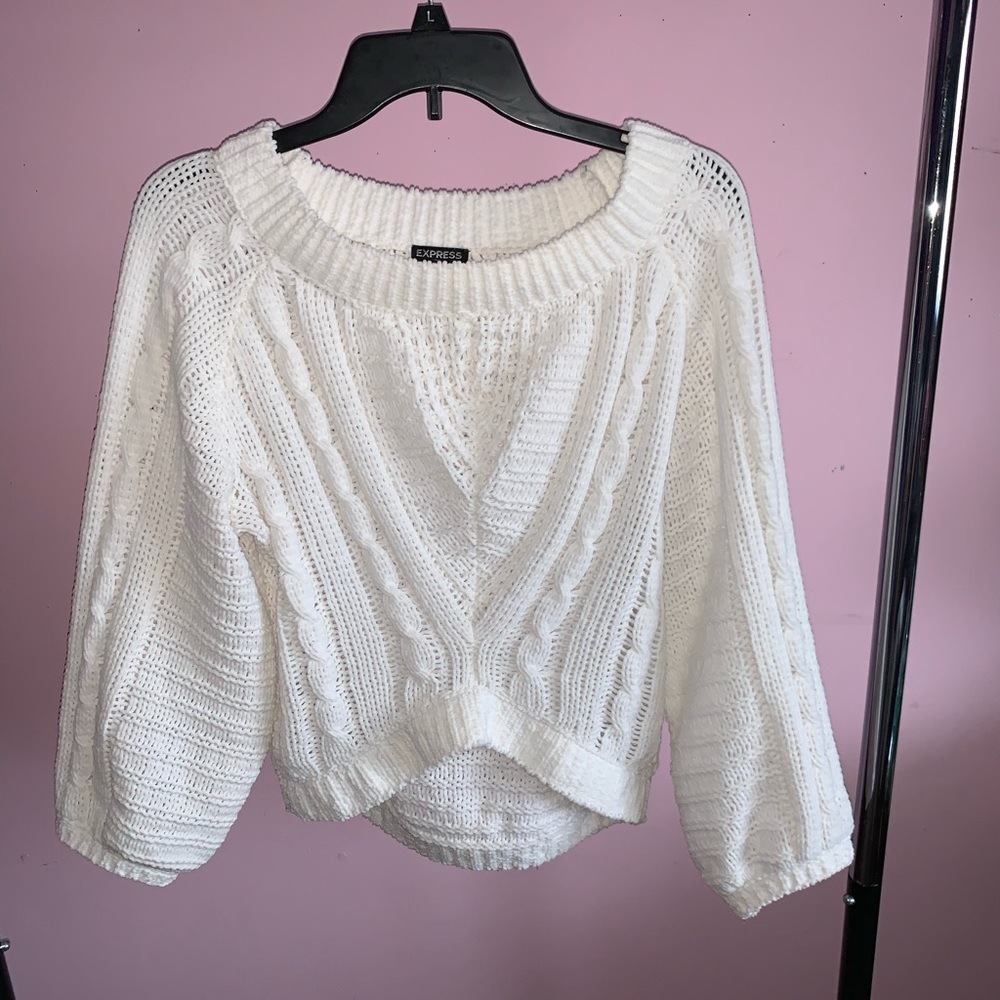 Express white cable knit sweater